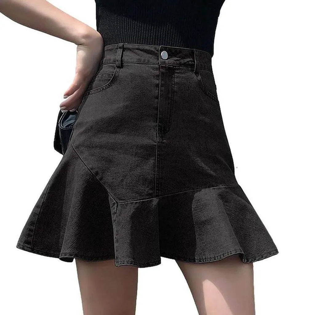 Women's denim skirt with ruffles