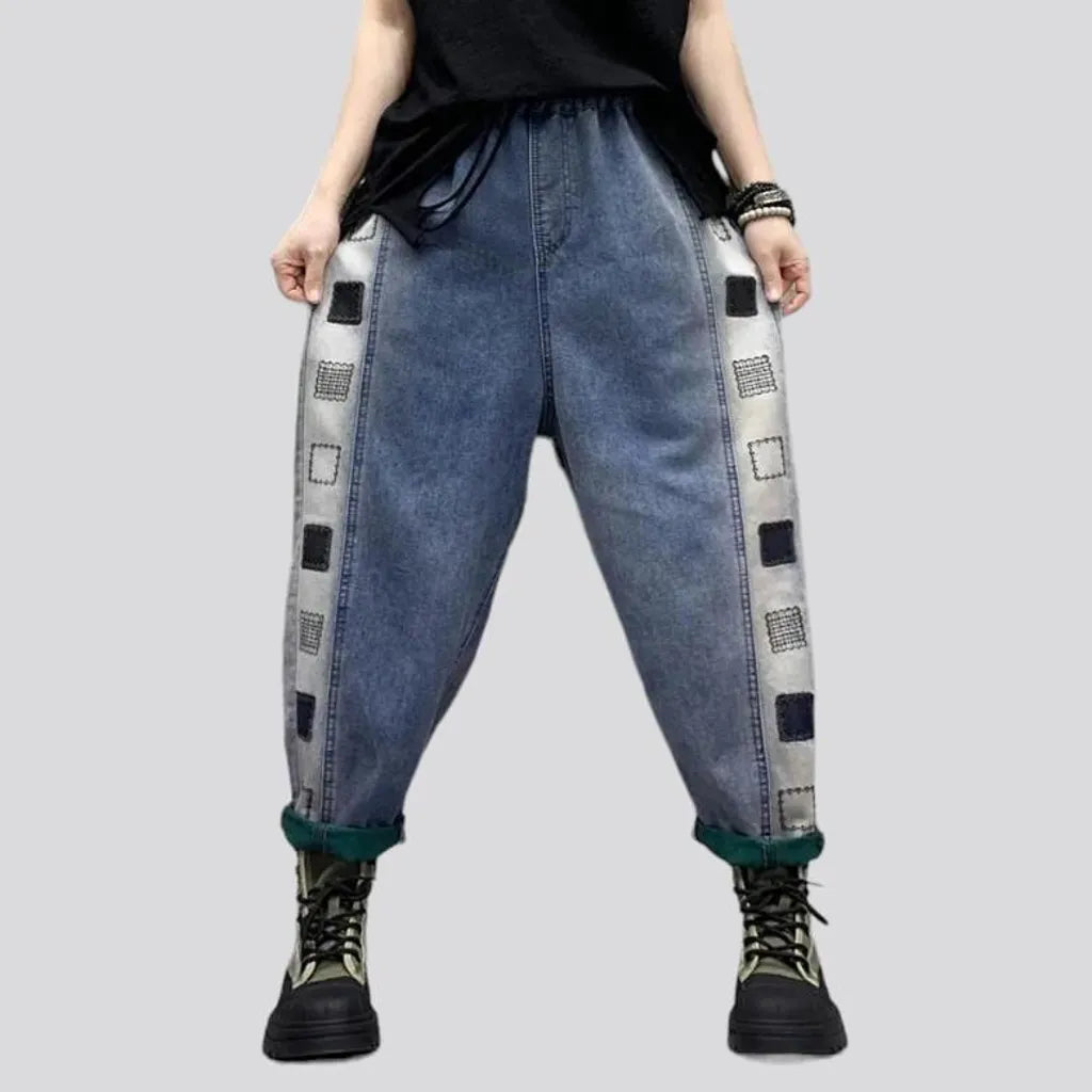 High-waist street women's jean pants