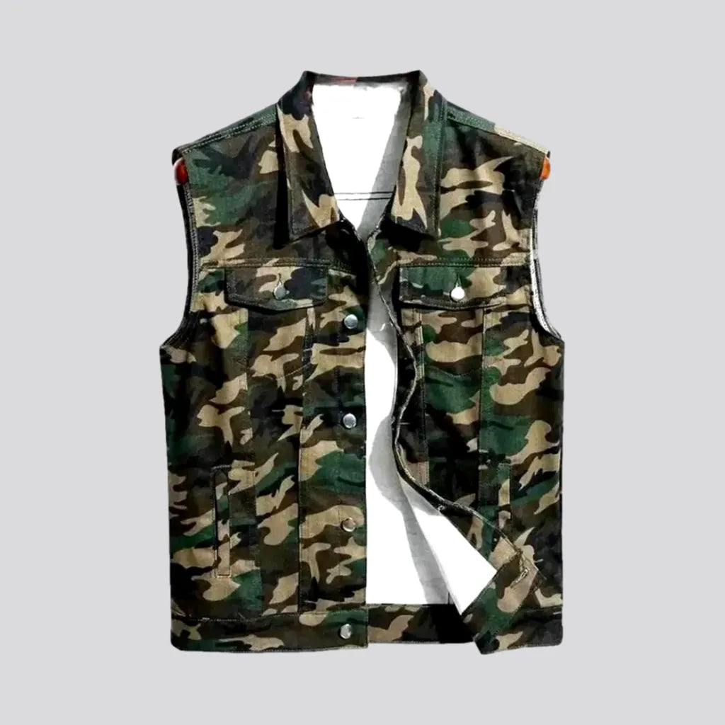 Regular Fit Durable Camouflage Men's Jeans Vest | Jeans4you.shop