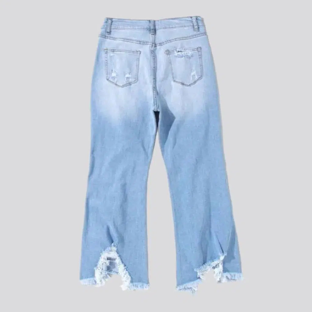 Distressed women's cutoff-bottoms jeans