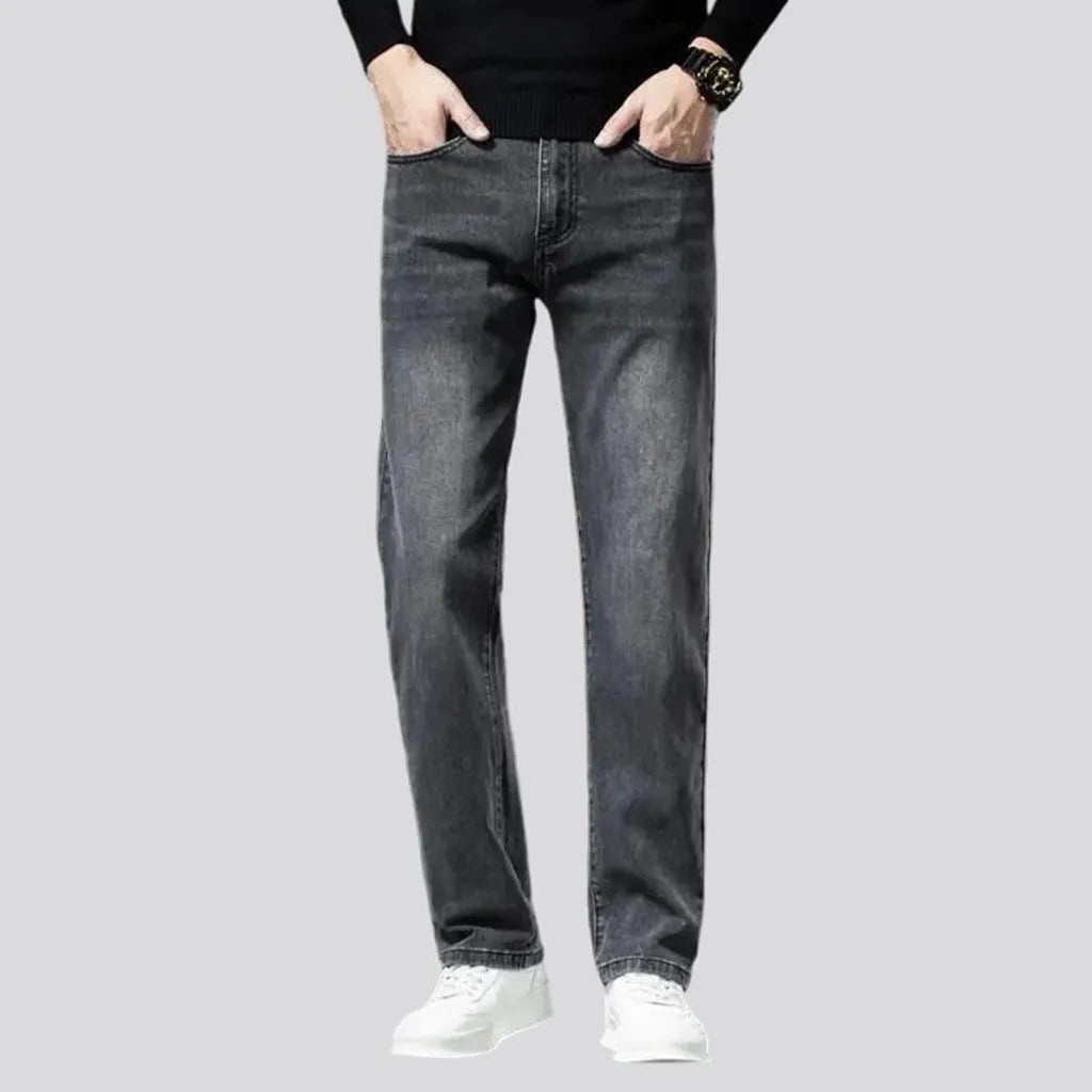 Casual straight cut high waist jeans for men