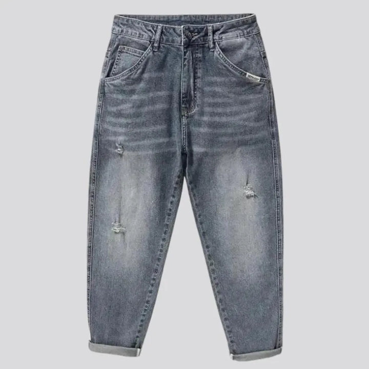 Sanded mid rise street style men's jeans