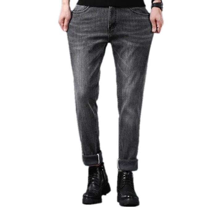 Mid-rise Faded Retro Men's Jeans - Grey