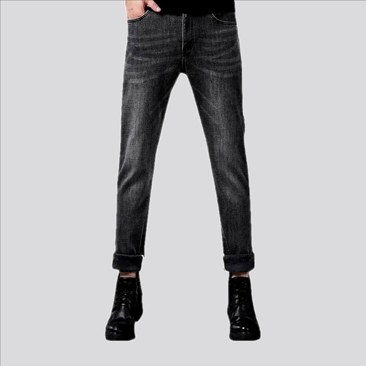 Mid-rise faded retro men's jeans