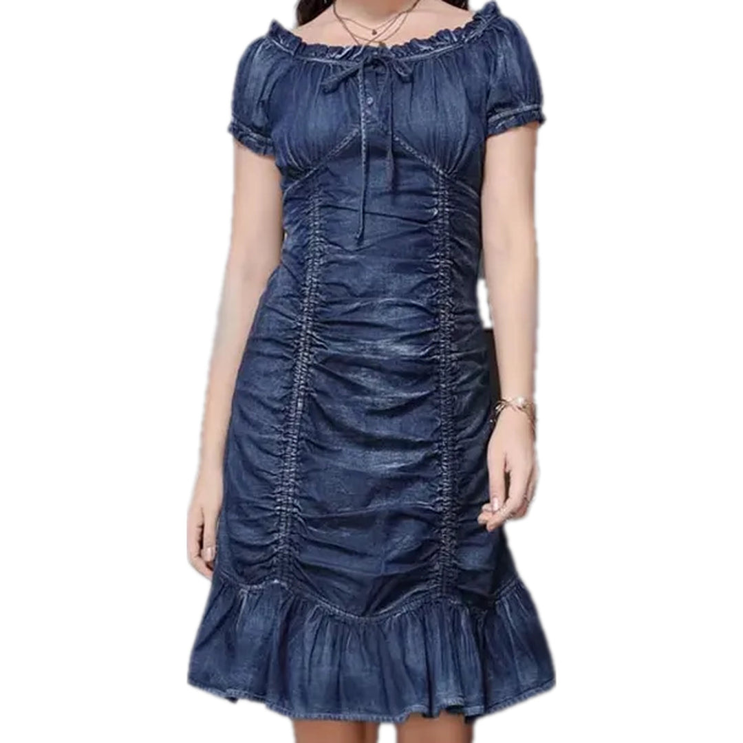 Fashion Mini Jean Dress - Dark Blue