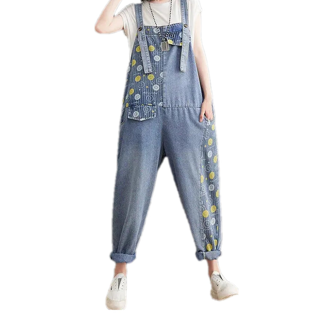 Boho Style Women's Denim Bib - Light Blue