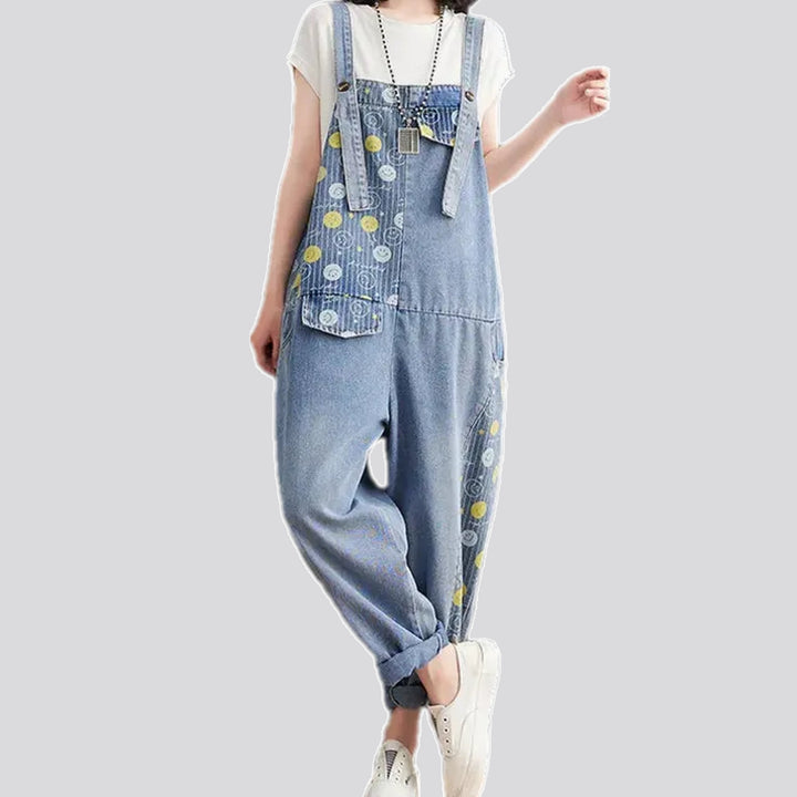 Boho style women's denim bib