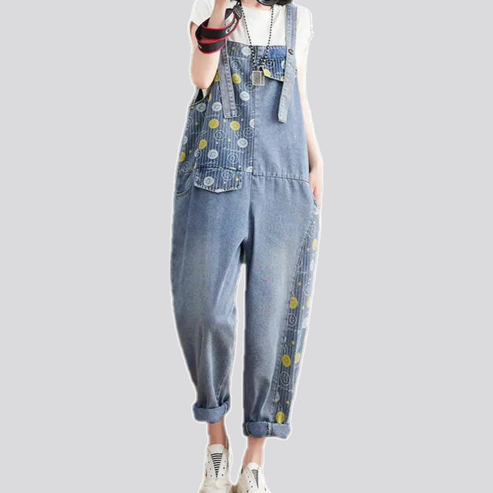 Boho style women's denim bib