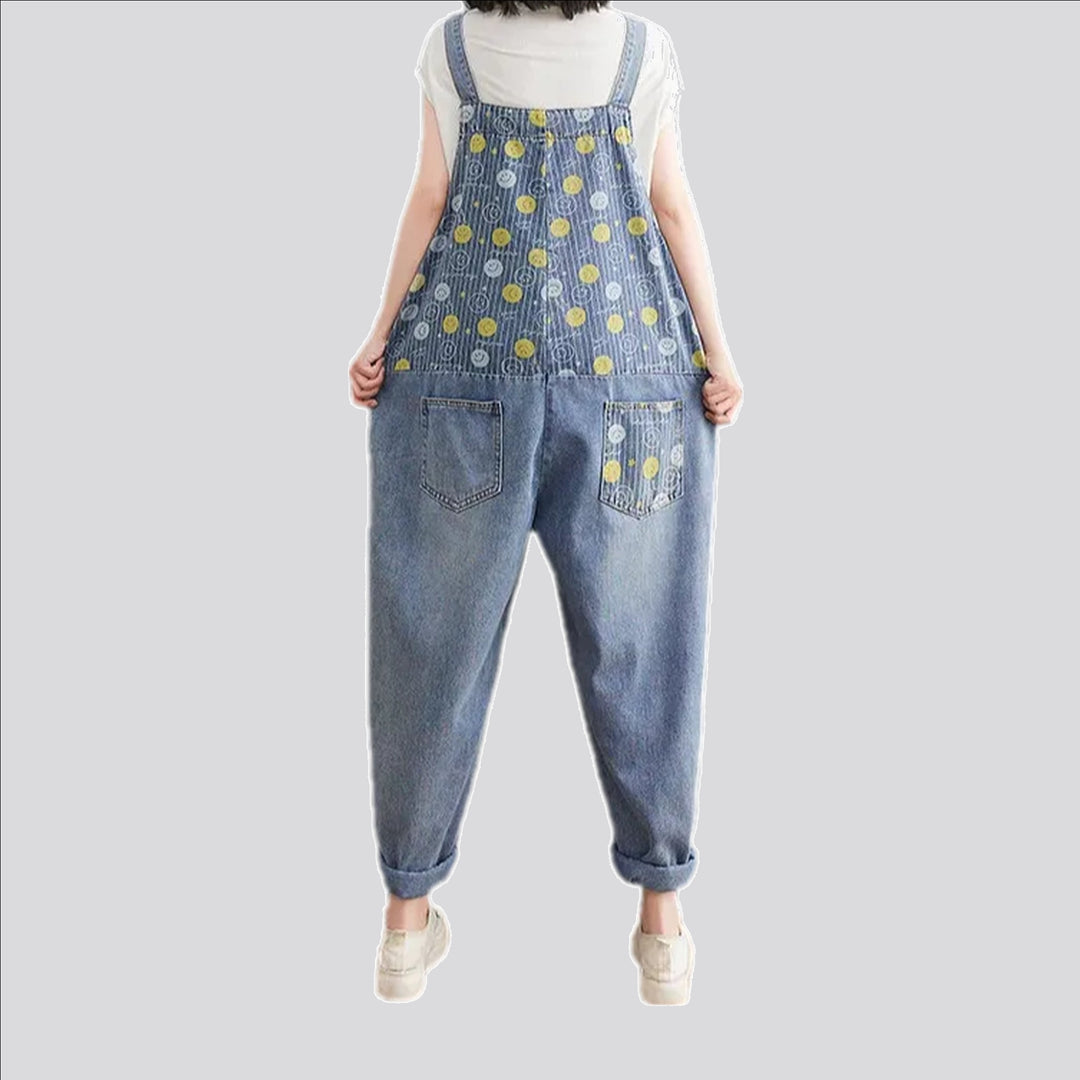 Boho style women's denim bib