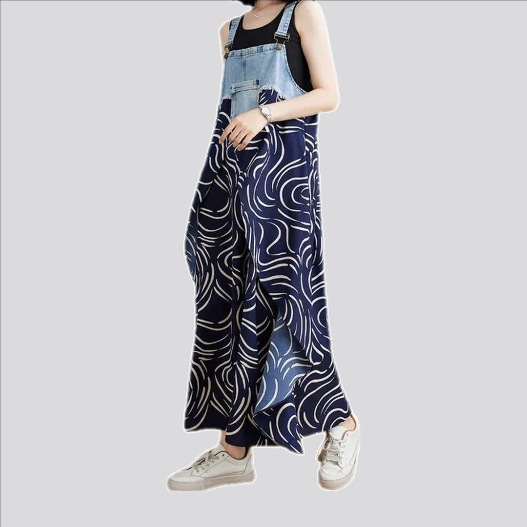 Graphic flared boho jeans dress