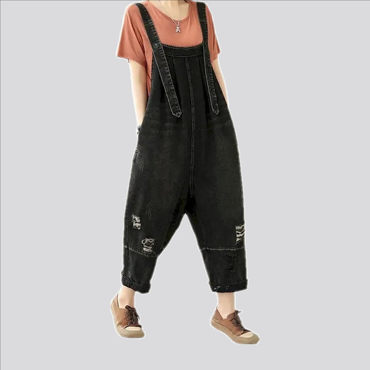 Vintage ripped women's denim overall