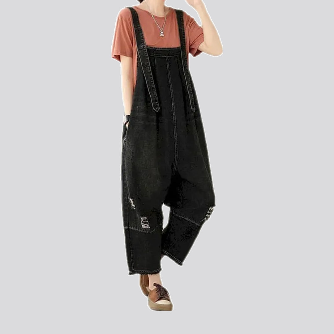 Vintage ripped women's denim overall