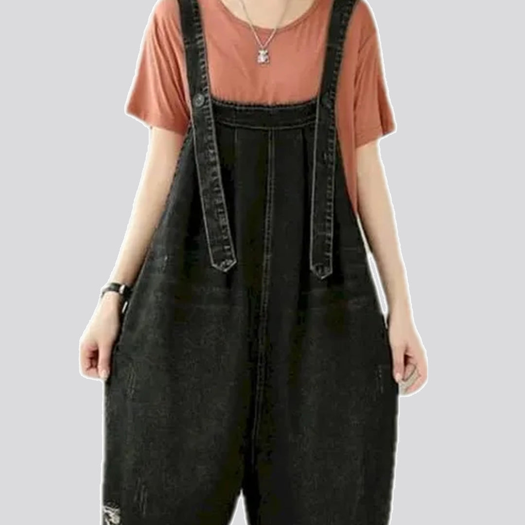 Vintage ripped women's denim overall