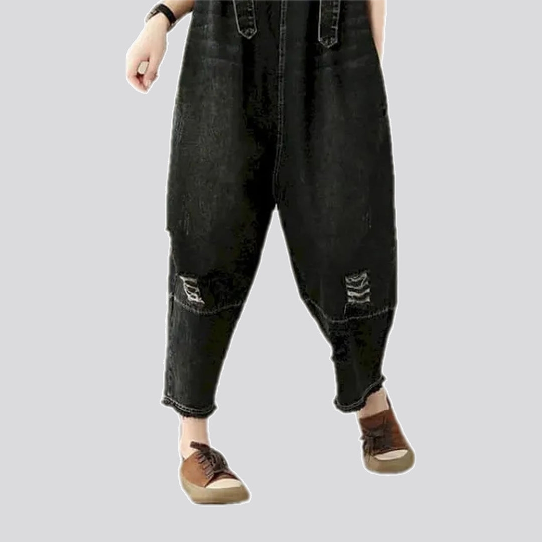 Vintage ripped women's denim overall