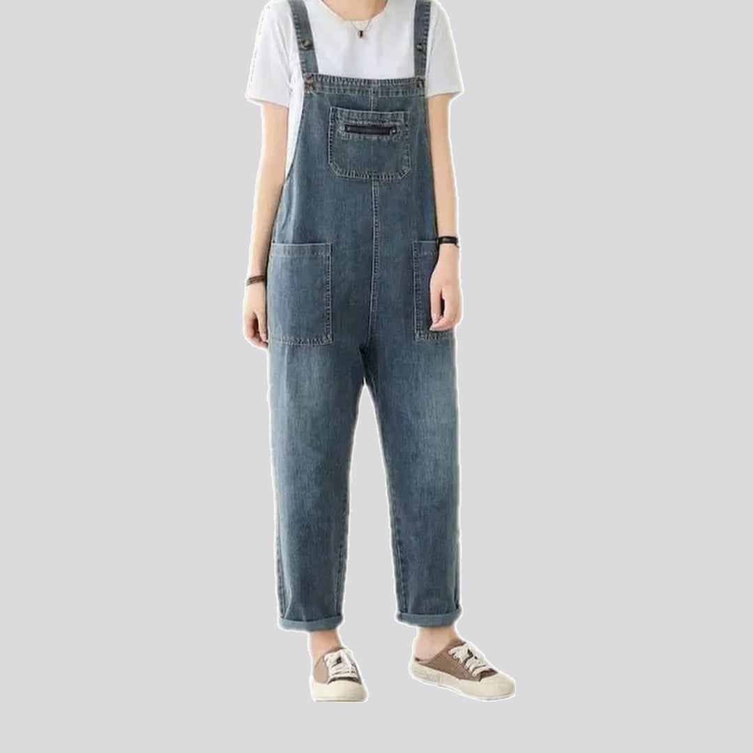 Medium Patterned Roll Hem Women's Jeans Overall | Jeans4you.shop