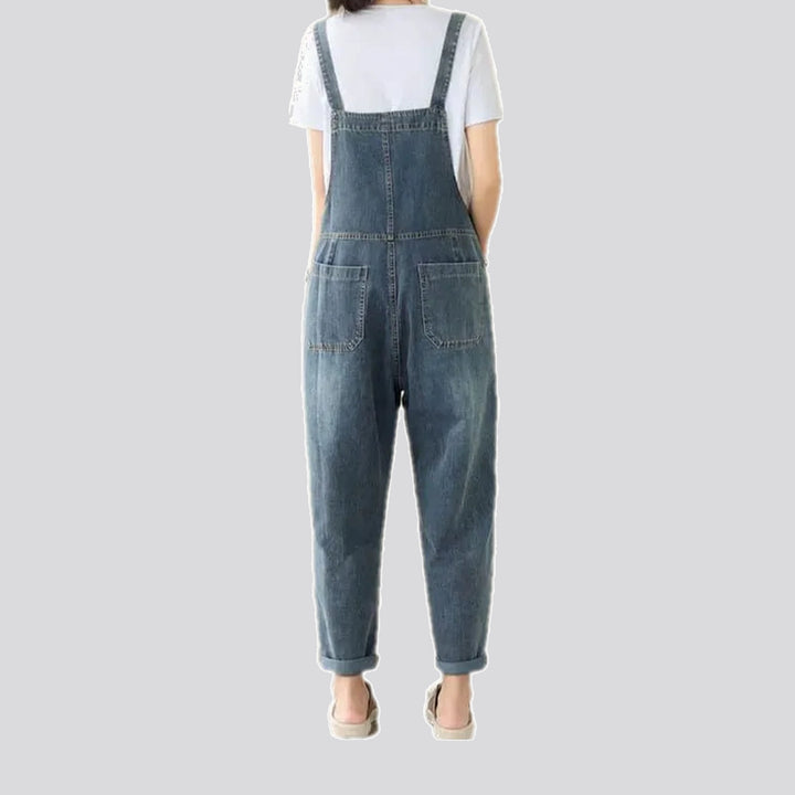 Medium patterned roll hem women's jeans overall