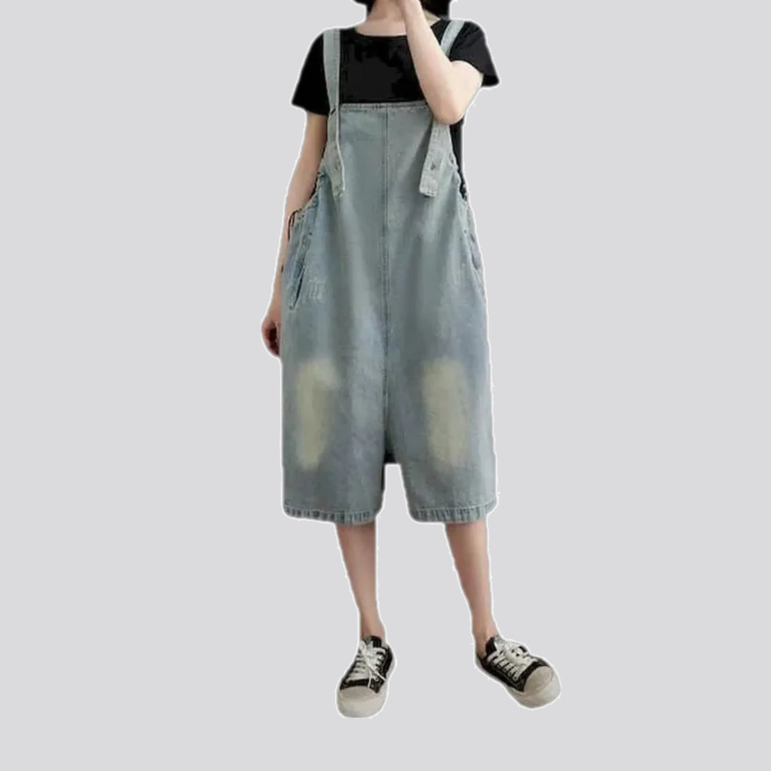 Smoothed stonewashed casual women's denim overall