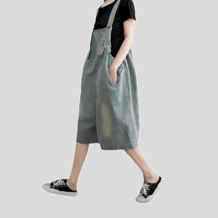 Smoothed stonewashed casual women's denim overall