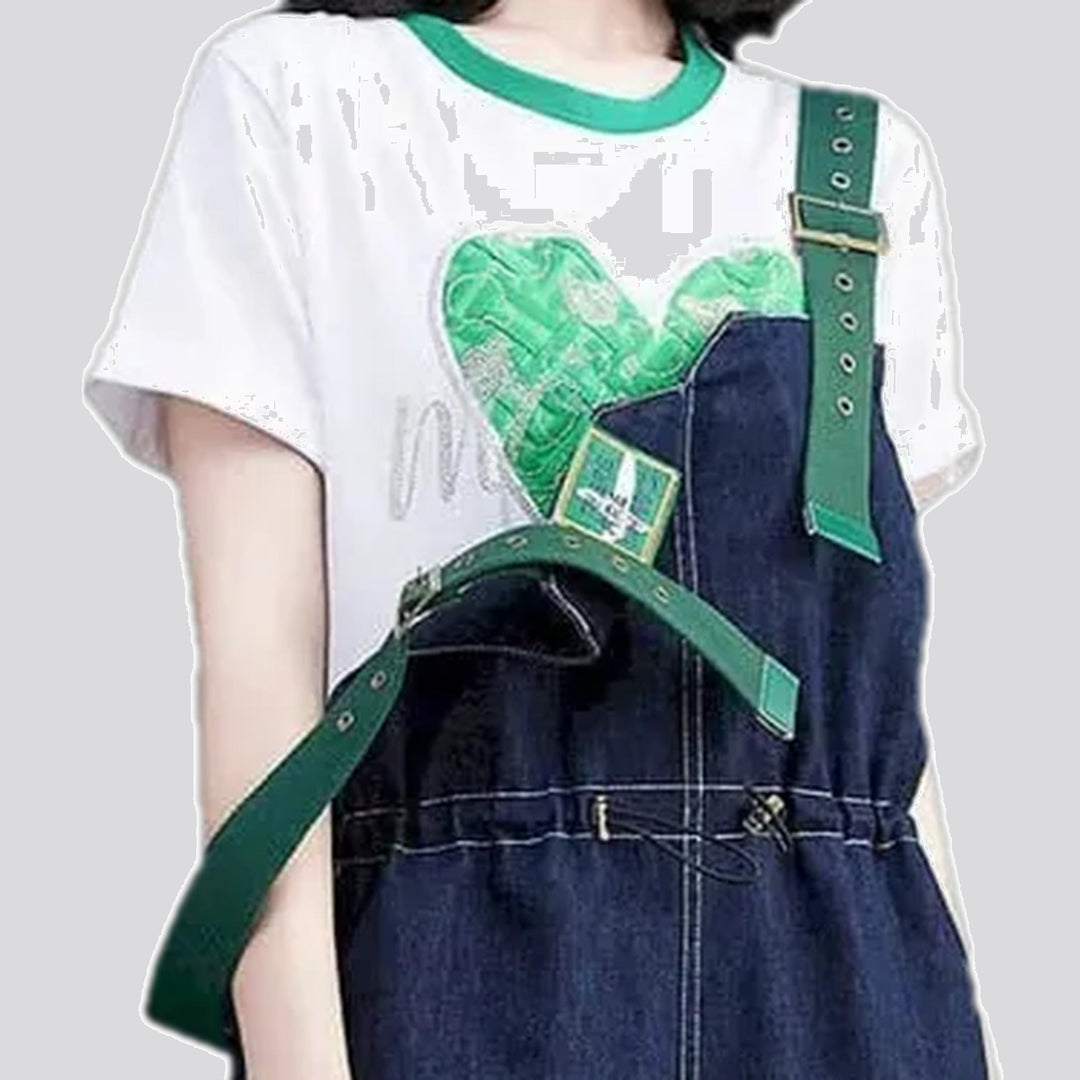 Baggy dark style denim overall for women