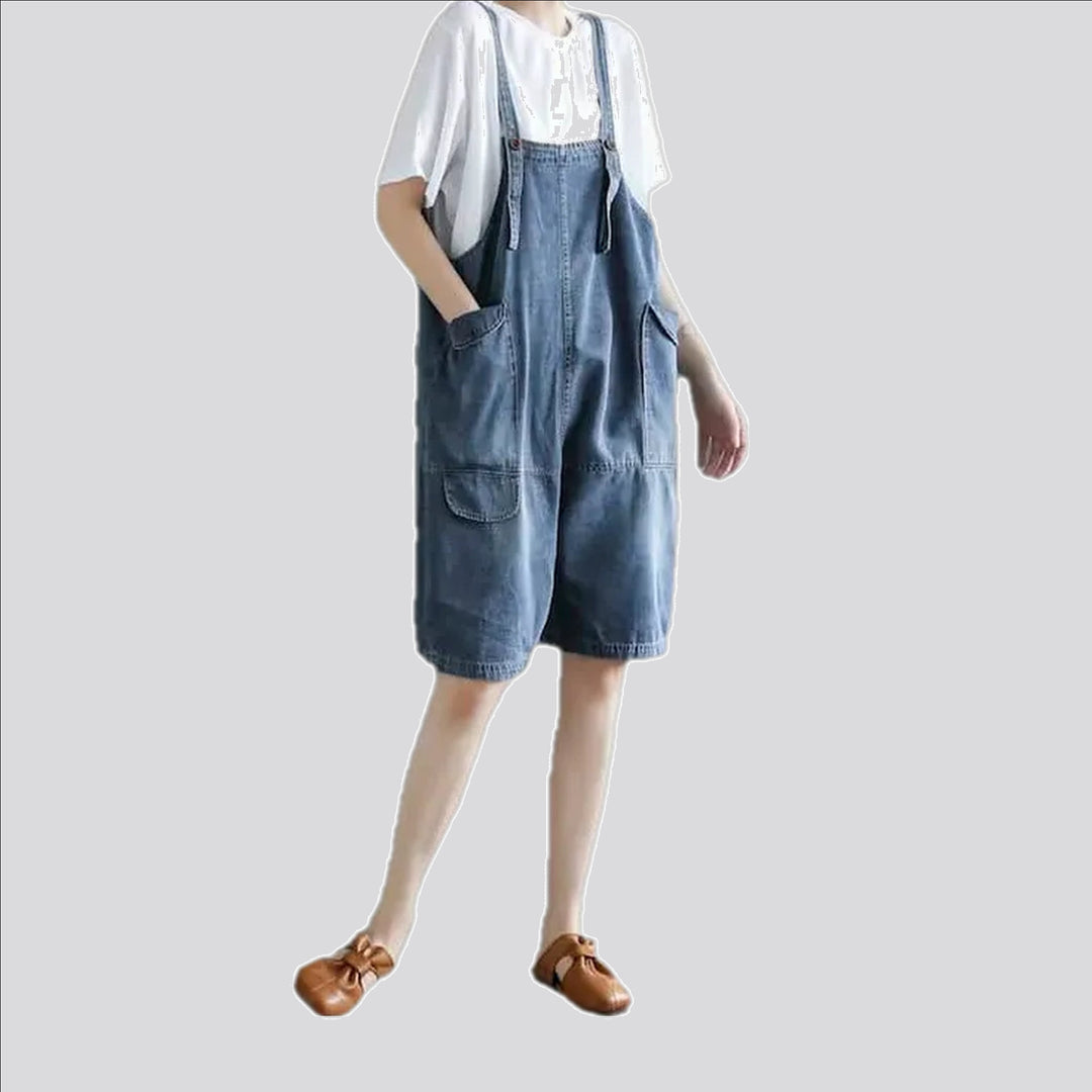 Slouchy fit cargo pockets women's denim overall