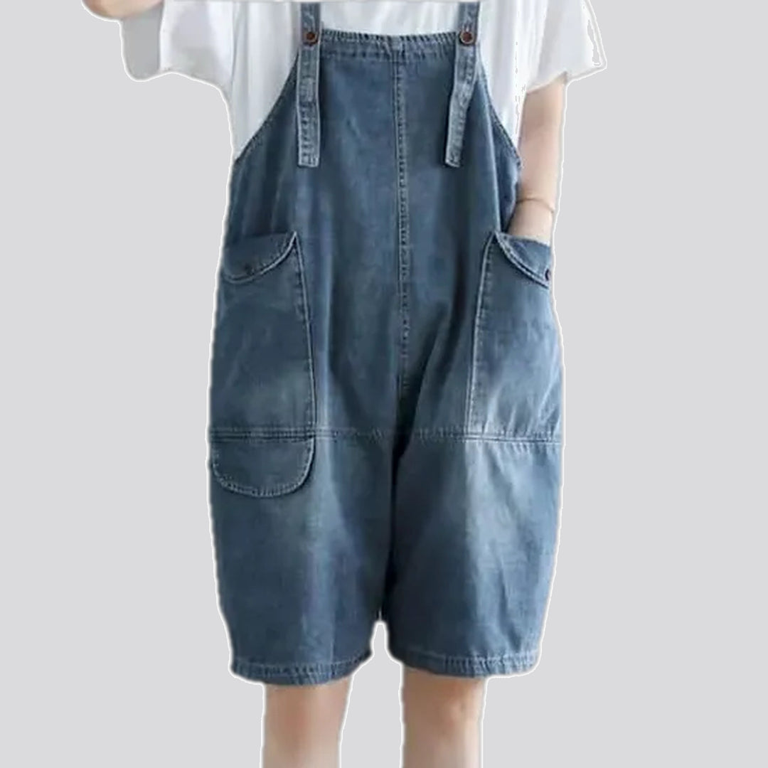 Slouchy fit cargo pockets women's denim overall