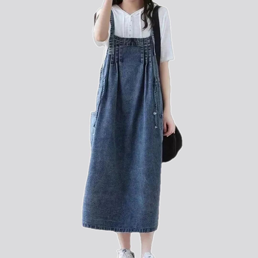 A-line fashion medium-length denim dress