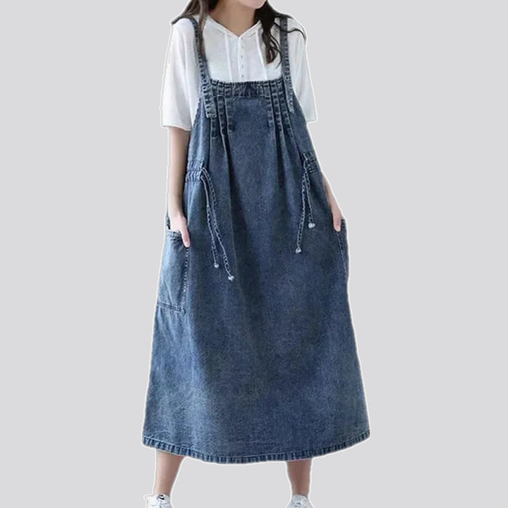 A-line fashion medium-length denim dress