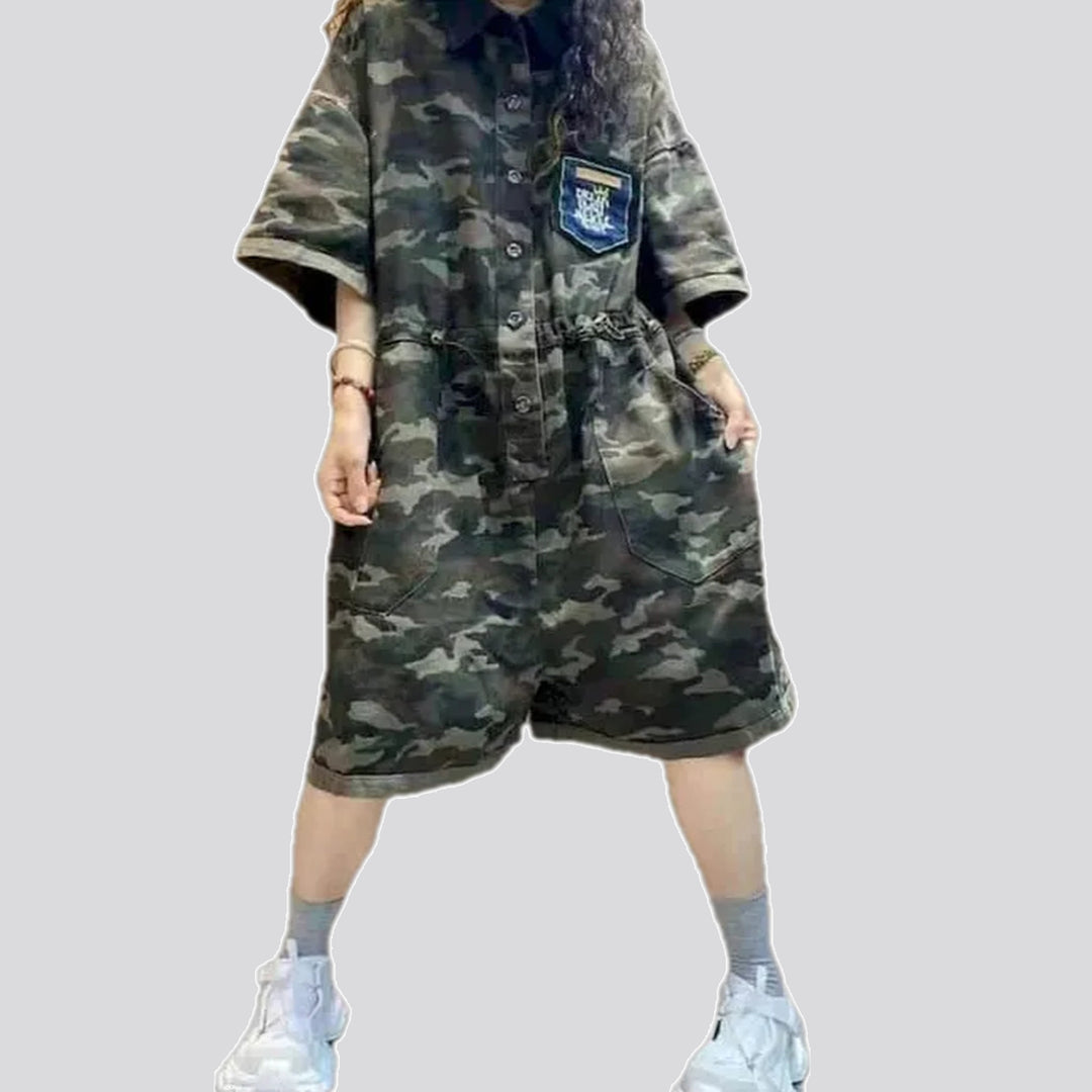 Trendy camouflage jean romper for women