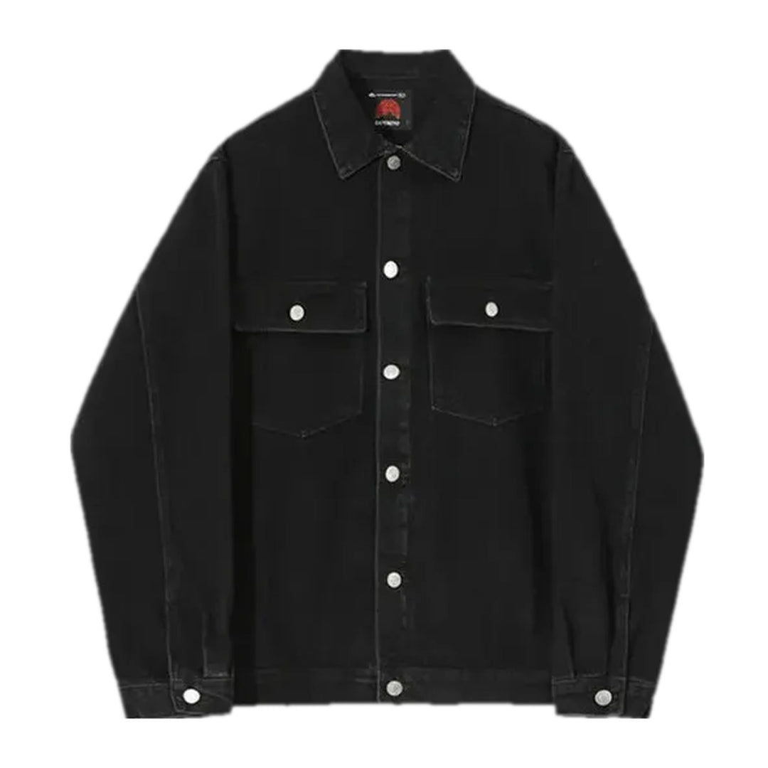 One-tone Street Style Jeans Jacket for Men - Black