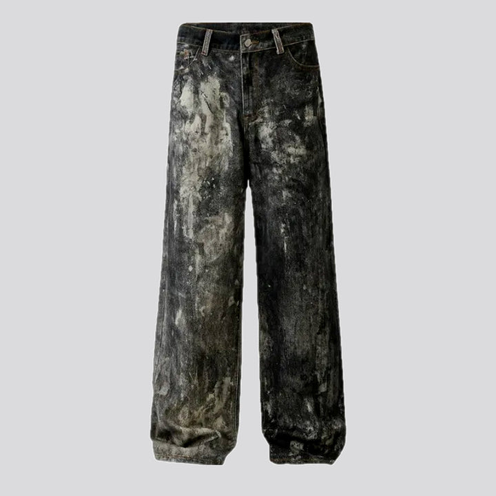 Fashionable painted denim pants for men