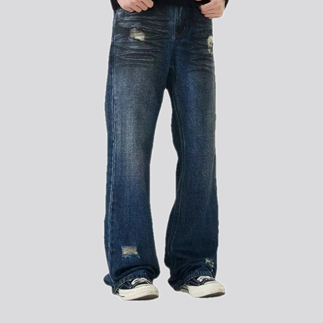 Mid-rise dark men's jeans