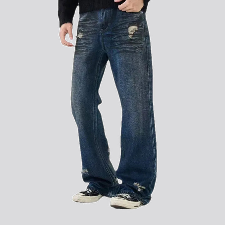 Mid-rise dark men's jeans