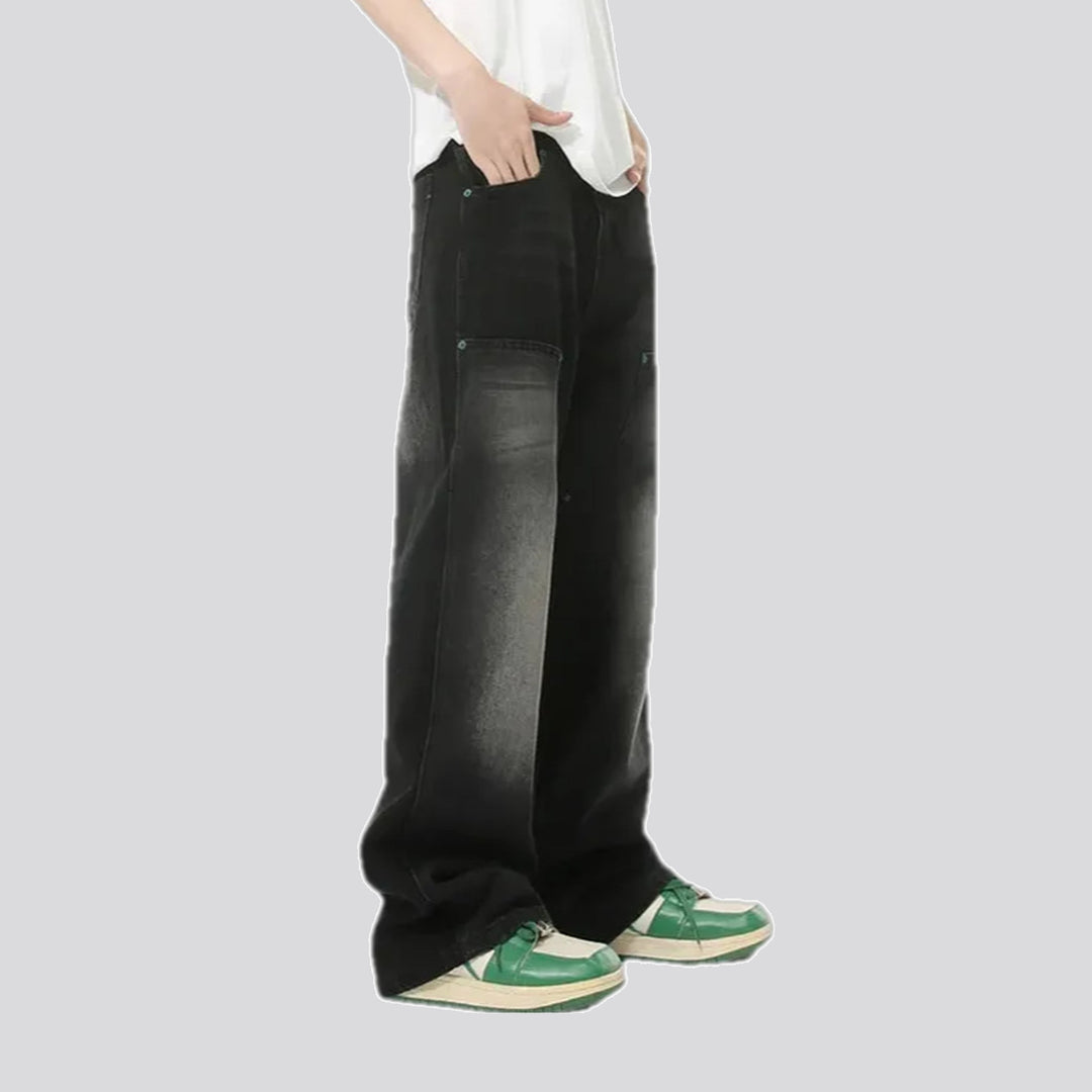 Fashionable baggy carpenter men's jeans