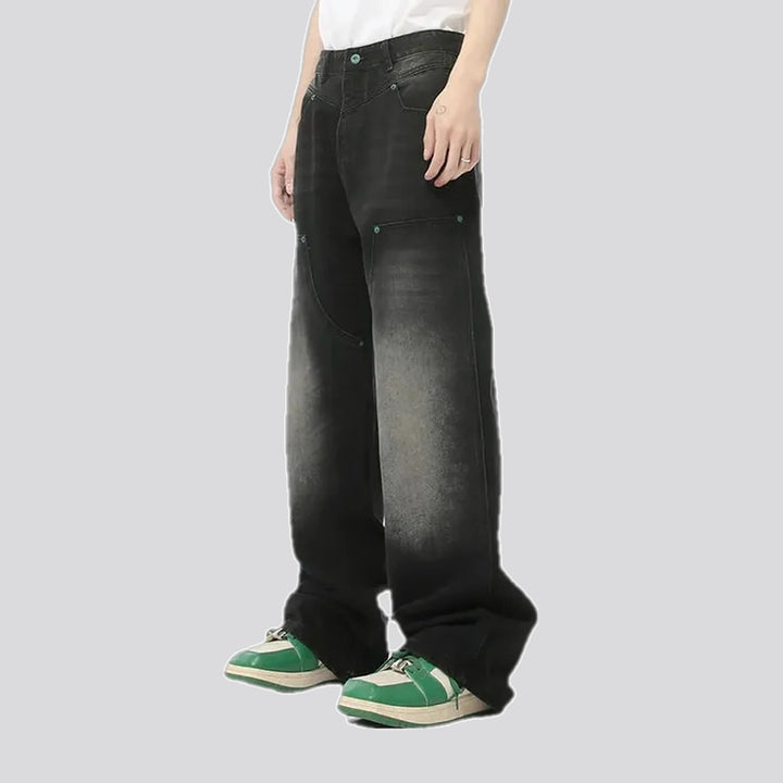 Fashionable baggy carpenter men's jeans