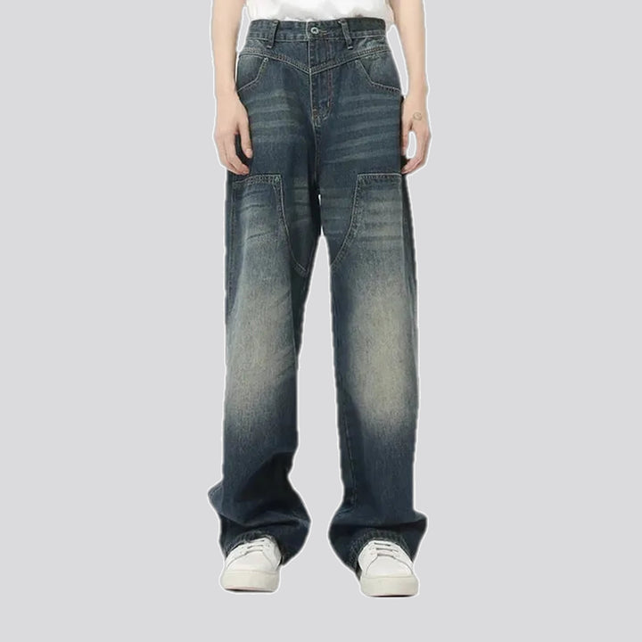 Fashionable baggy carpenter men's jeans