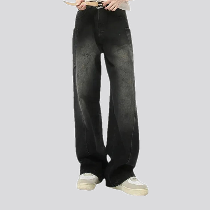 Boho style abraded men's jeans