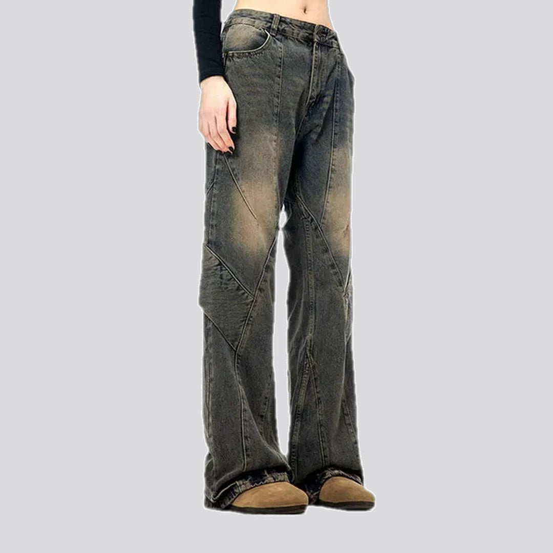 Whiskered bootcut men's jeans