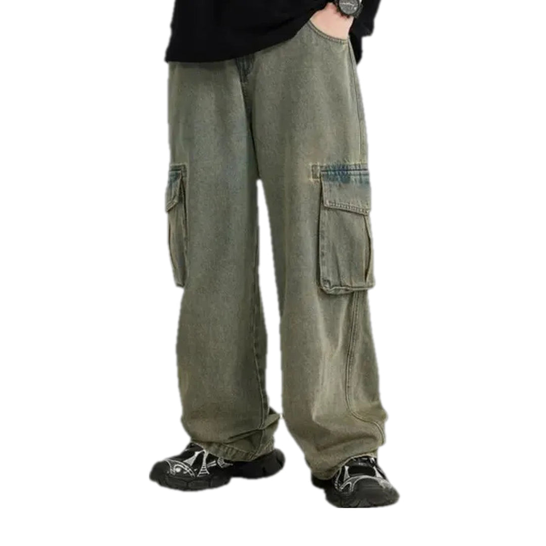 Cargo Pockets Boho Vintage Men's Jeans - Grey