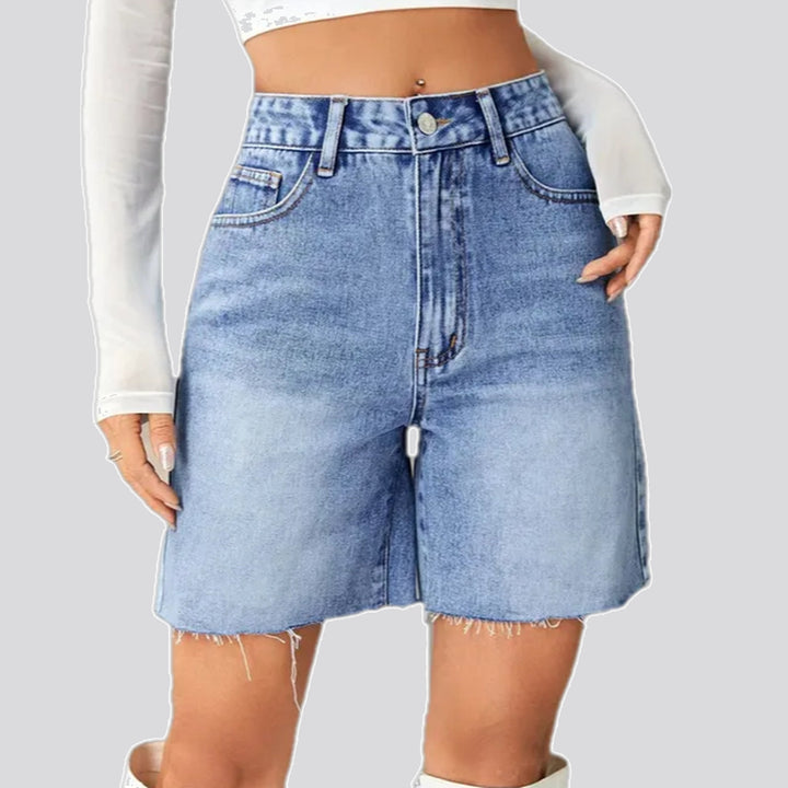 Raw hem fashion women's jean shorts