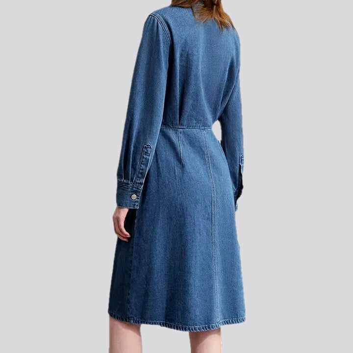 Shirt style casual medium denim dress