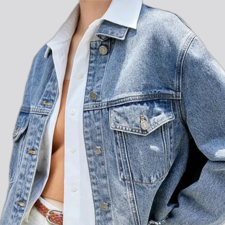 Casual oversized jean jacket for ladies