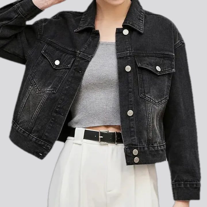 Retro fashion oversized women's jean jacket