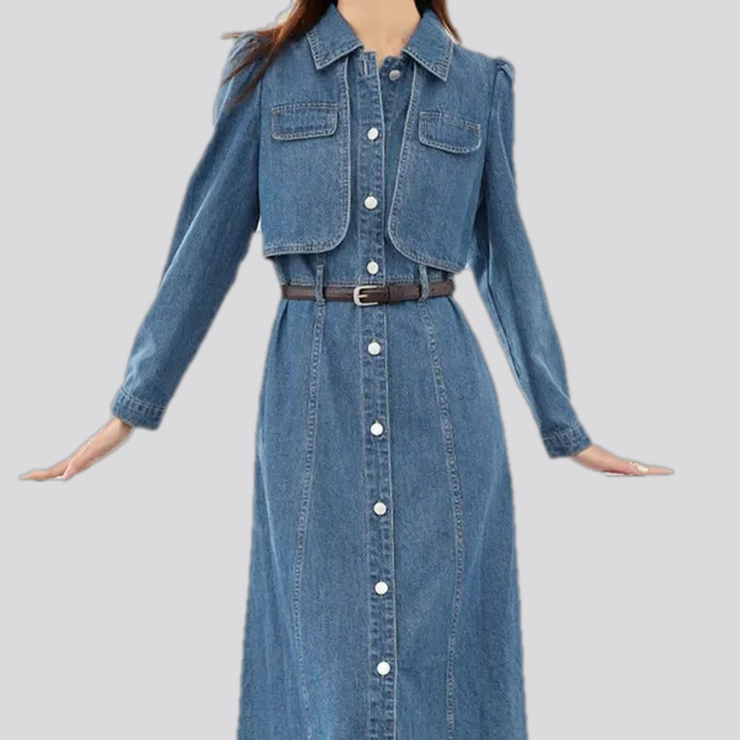 Fashionable a line shirt denim dress