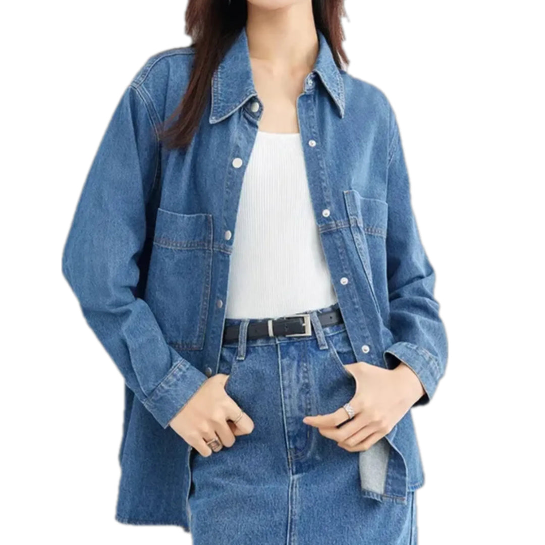 Casual Light Women's Jeans Shirt - Blue