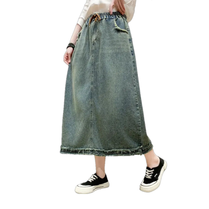 Boho Style Ragged Jeans Skirt - Light Blue