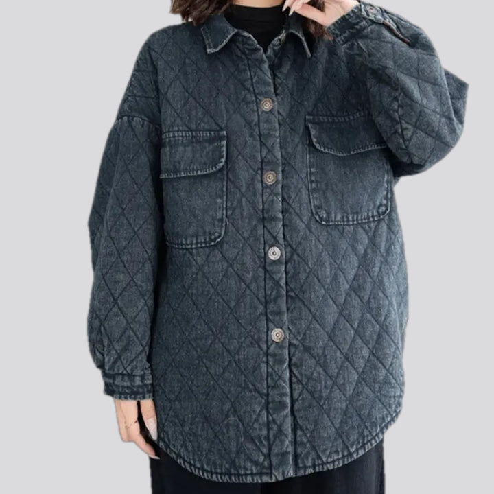 Extra-large quilted denim chore jacket for women