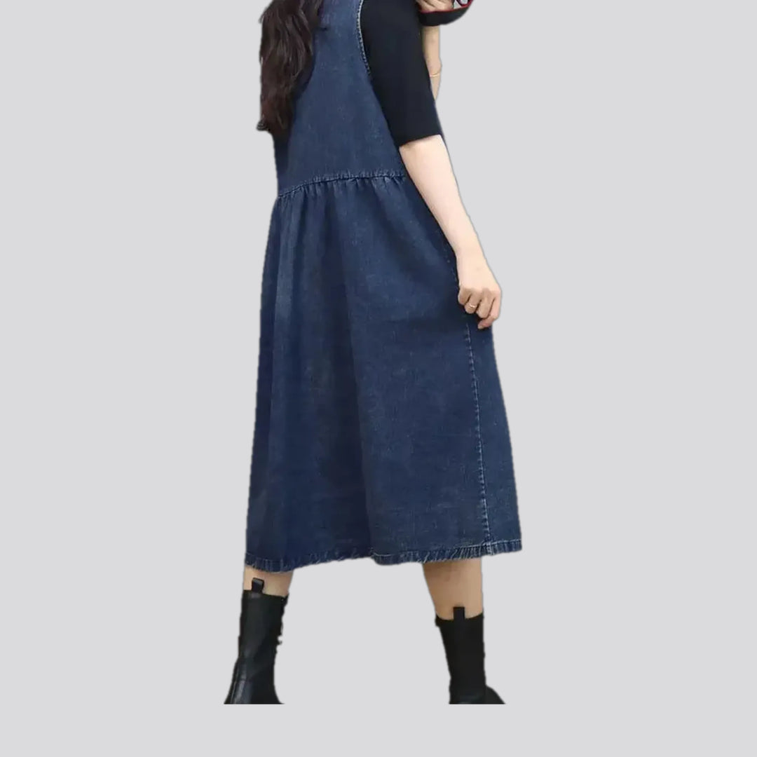 Medium-length flared-fit jean dress