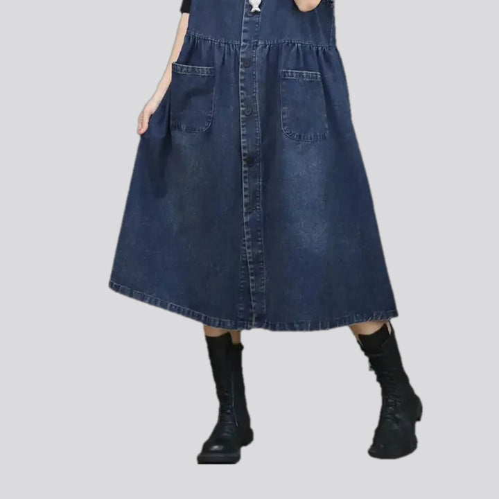 Medium-length flared-fit jean dress