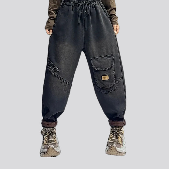 Retro baggy-fit women's denim joggers