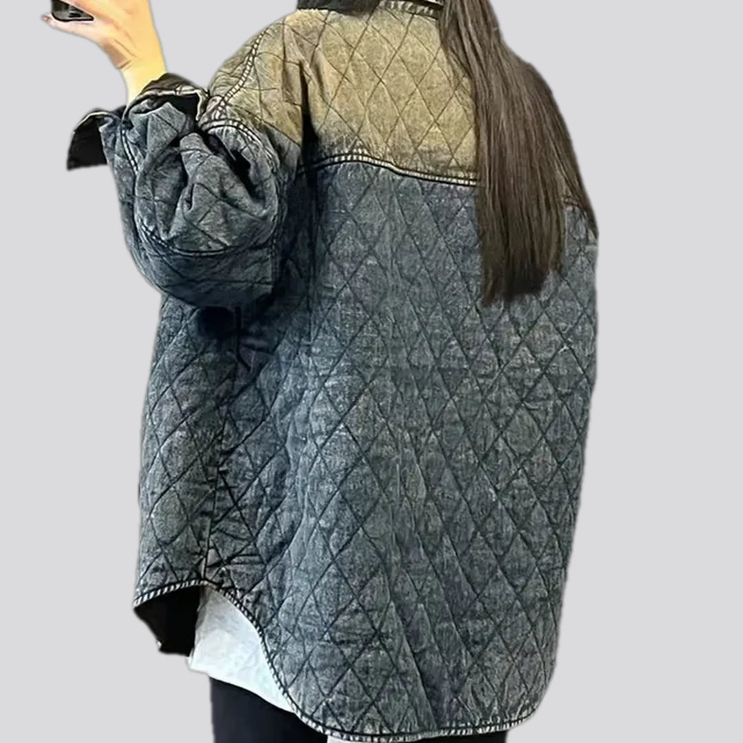 Quilted jean chore jacket for ladies